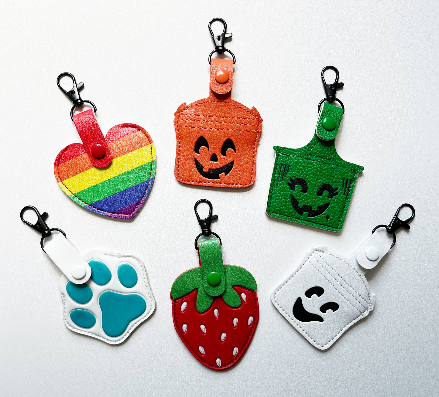 Air Tag Holders, Boo Bucket, Strawberry, Paw, Rainbow Heart
