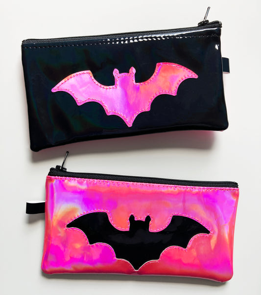 Misift Bat Holographic Faux Leather Zipper Pouch