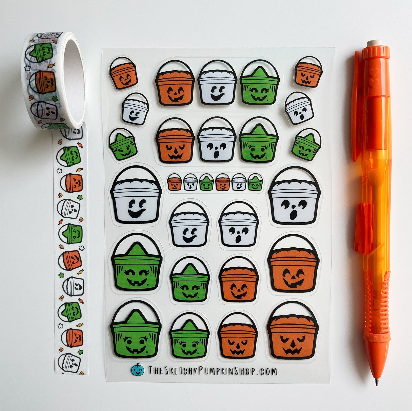 Boo Bucket Stickers, Full Sheet, Transparent, Waterproof
