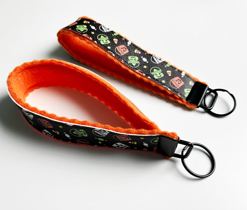 Boo Bucket Keychain Faux Leather & orange fleece