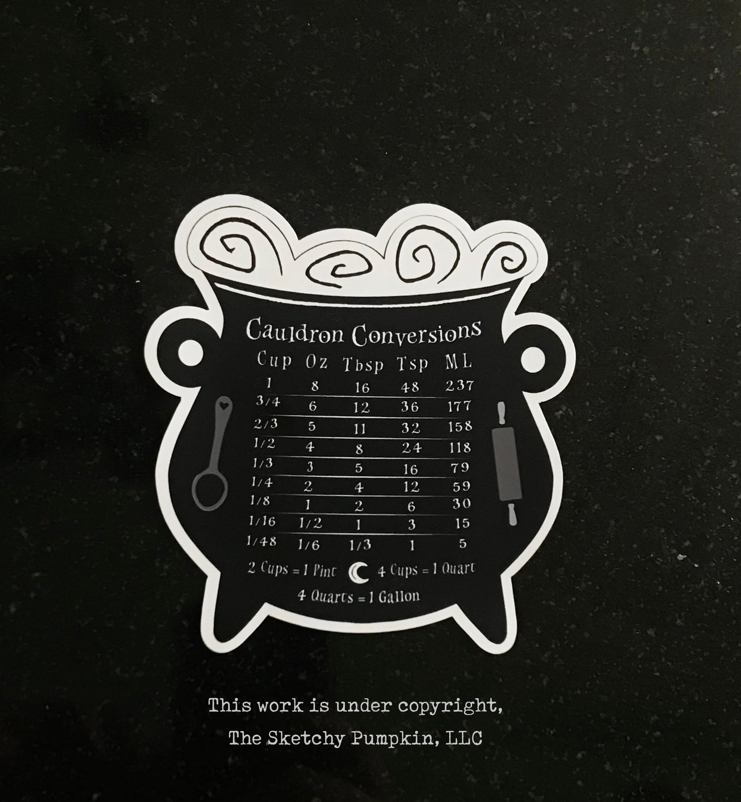 Cauldron Conversion Chart Magnet, Black - Pack of 40