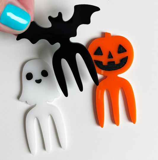 Halloween Food Picks, 3 prong, Bat, Ghost, Pumpkin