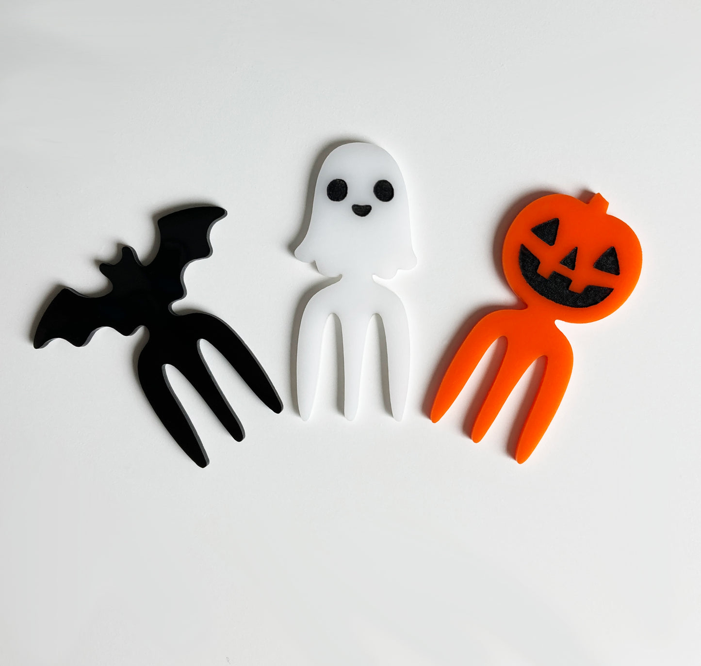 Halloween Food Picks, 3 prong, Bat, Ghost, Pumpkin