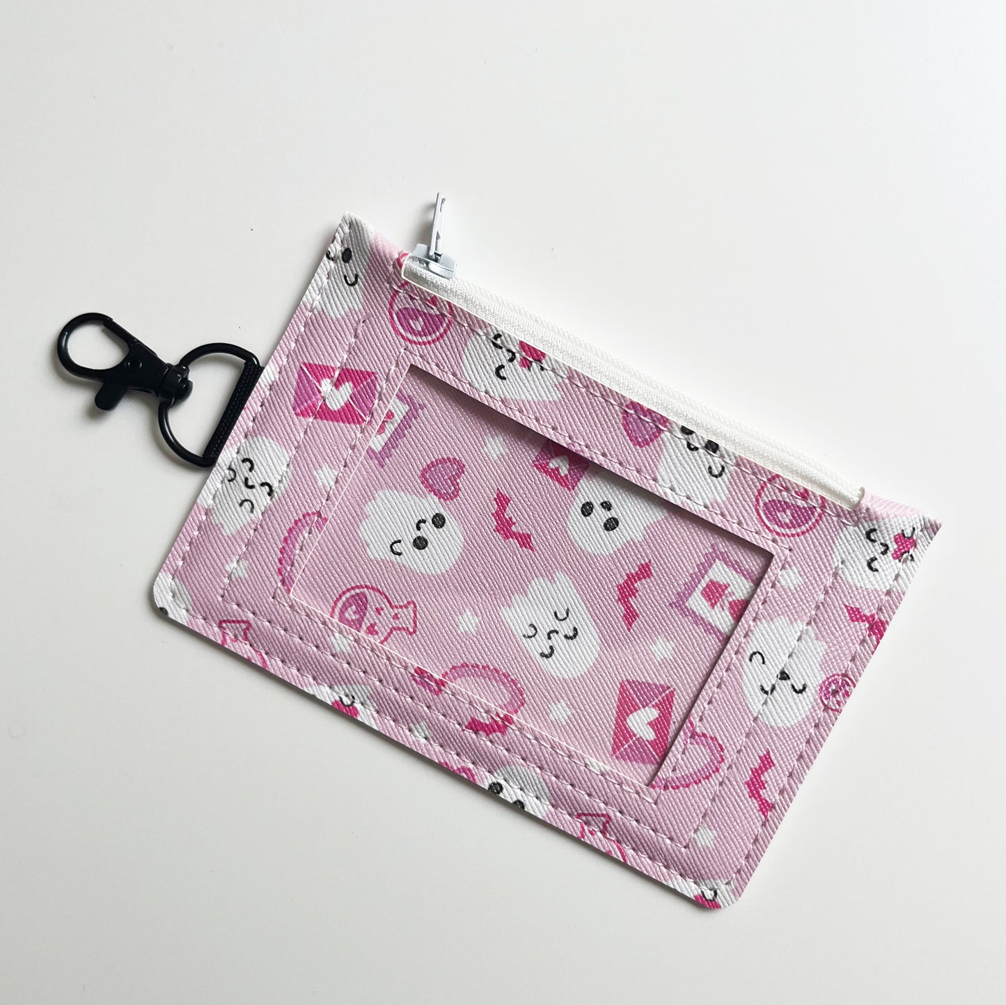 Valloween Ghosts Keychain ID Zipper Pouch