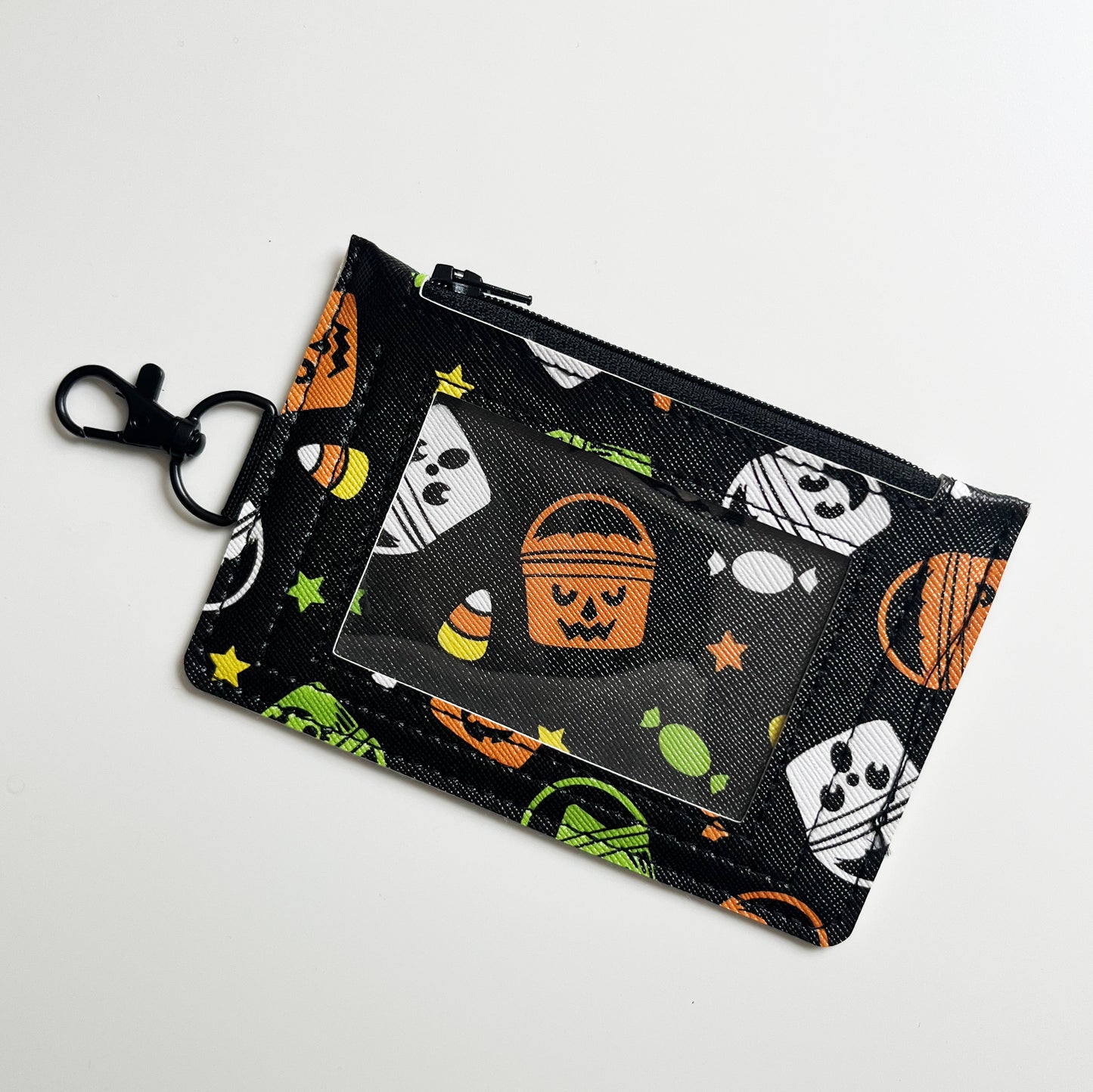 Boo Bucket Keychain ID Zipper Pouch