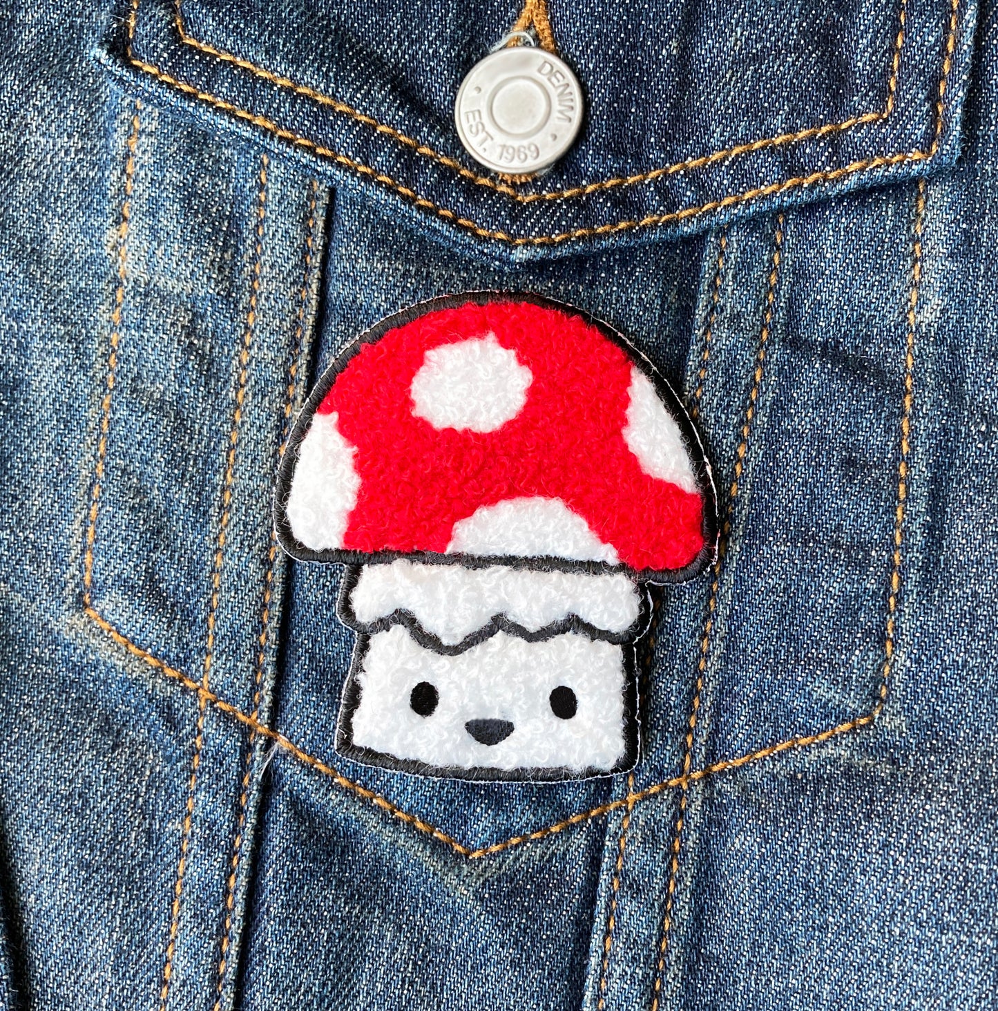 Mushroom Patches Chenille , iron-on, embroidery