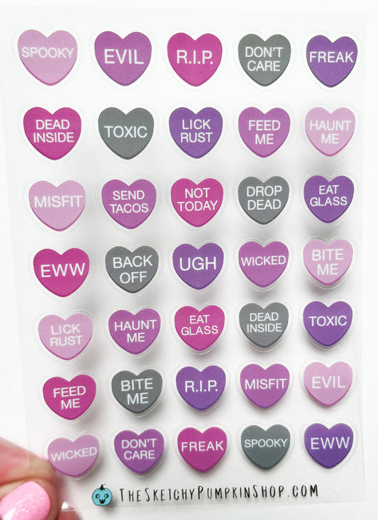 Rude Candy Hearts, Transparent, Waterproof