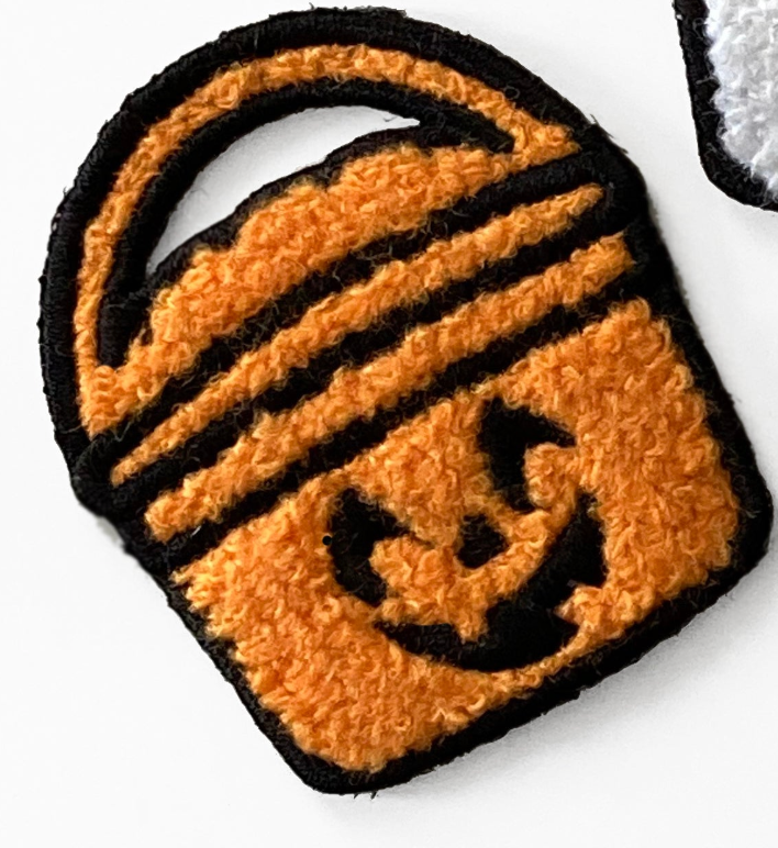 Boo Bucket Patches, iron-on, chenille embroidery