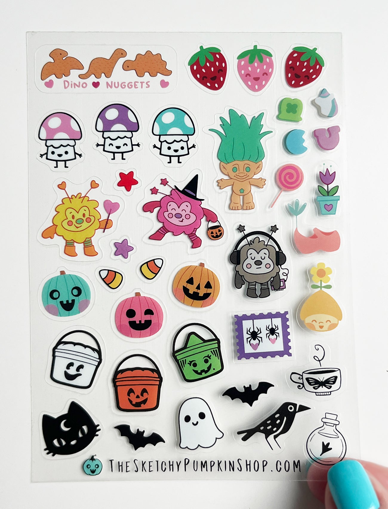 Sketchy Pumpkin Sampler Sticker Sheet, Transparent, Waterproof