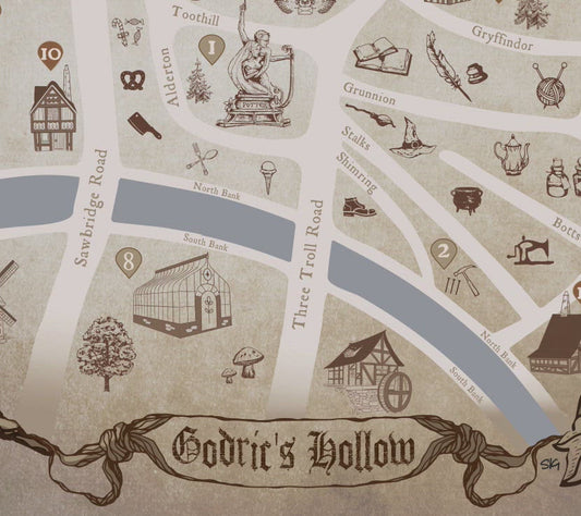 Godric's Hollow Map, Art Print, Download