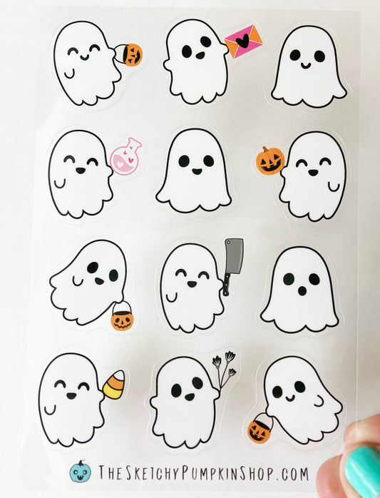 Ghost Sticker Sheet Transparent, Waterproof