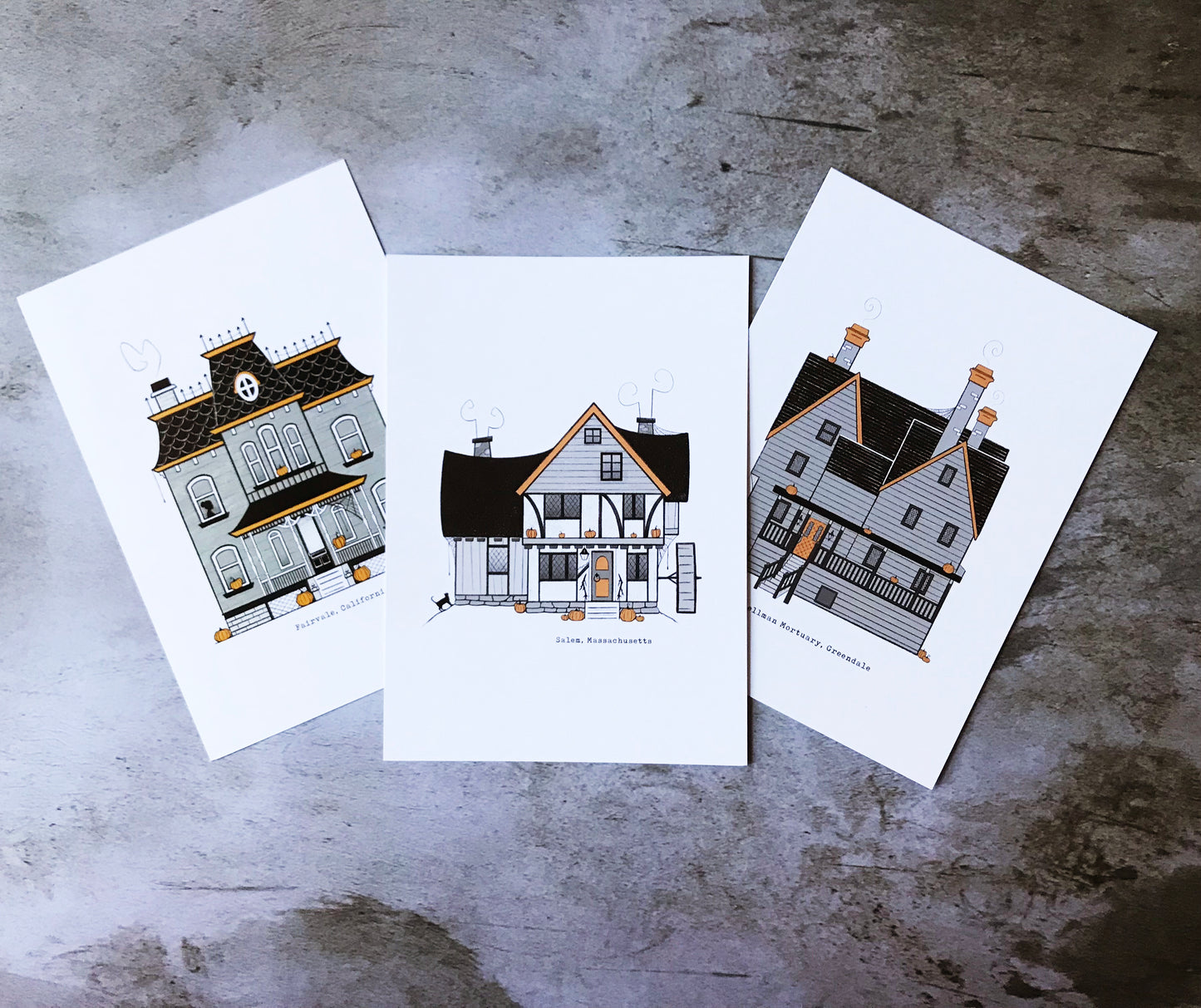 Ominous Houses Art Print-Postcards, horror, witch, film, spooky, haunted, addams family, munsters, sabrina, IT, Friday the 13th