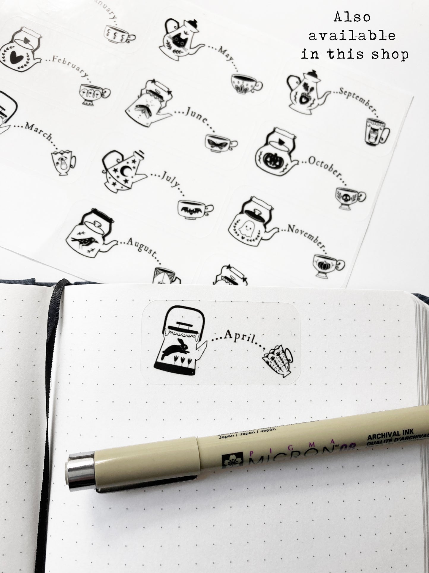 Divination Tea Stickers, 2 sheets, waterproof, transparent