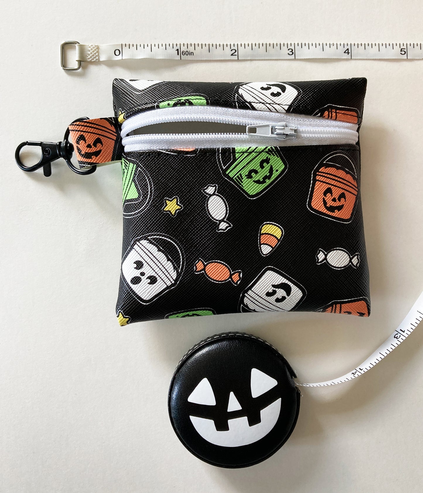 Black Boo Bucket Coin Purse, Faux Leather