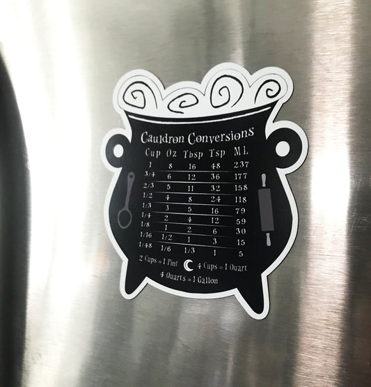 Cauldron Conversion Chart Magnet, Black