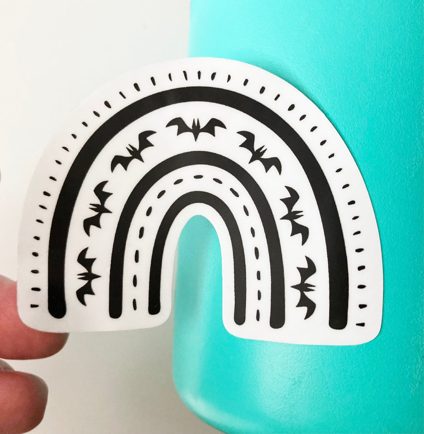 Goth Rainbow Decal, Bats, White Backing