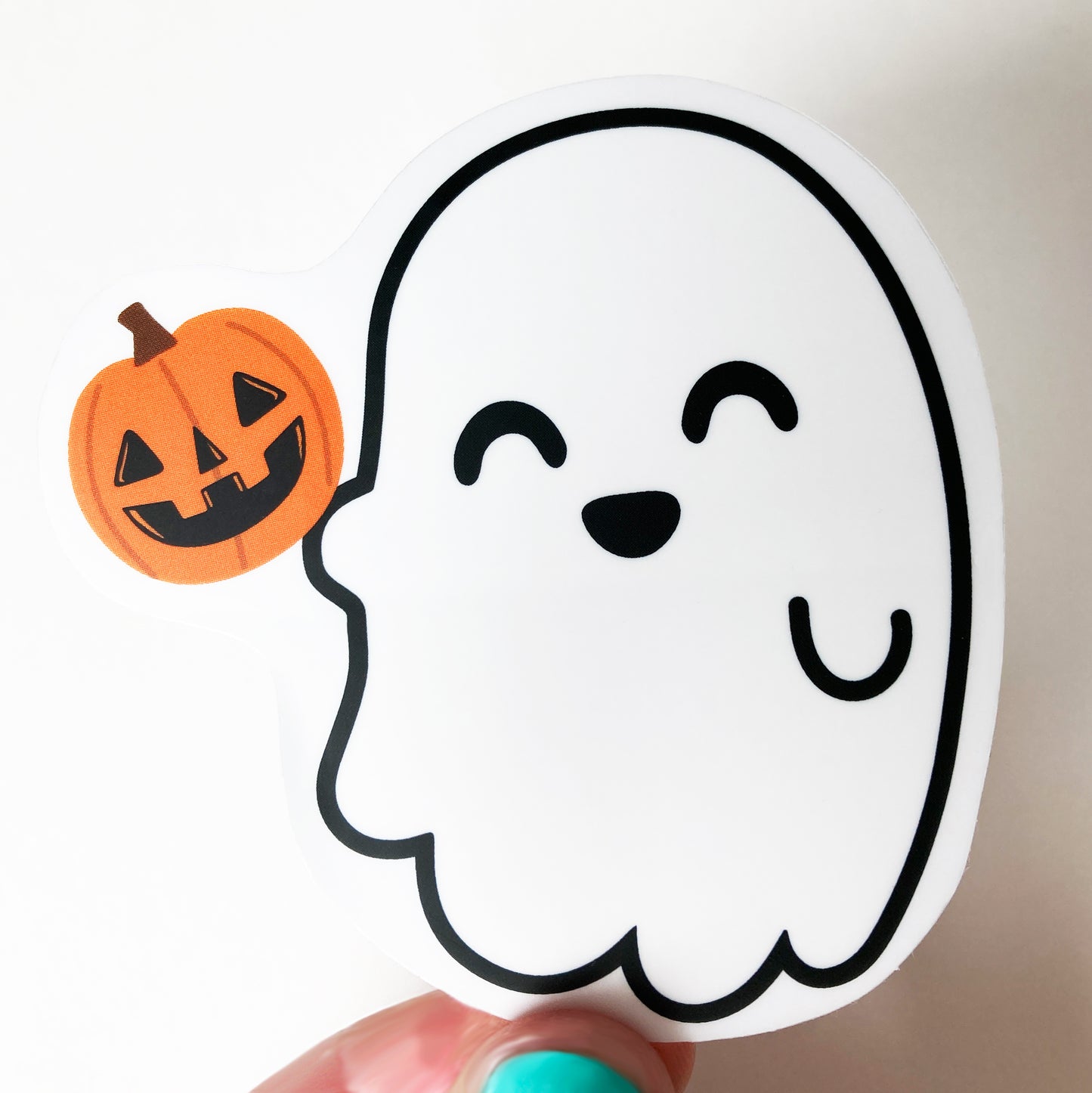Ghost Holding Pumpkin, Decal, Transparent, Waterproof