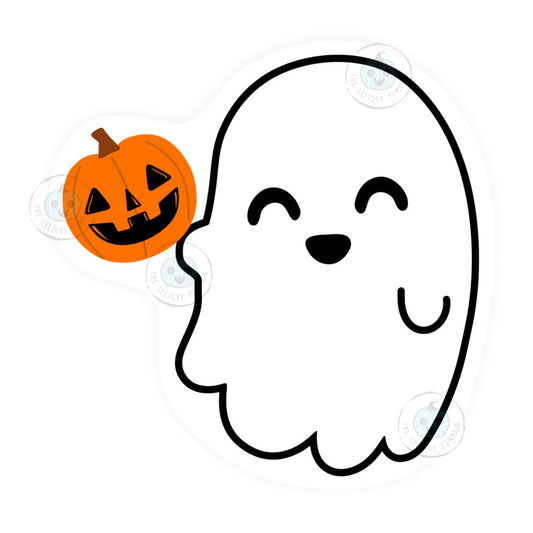 Ghost Holding Pumpkin, Decal, Transparent, Waterproof