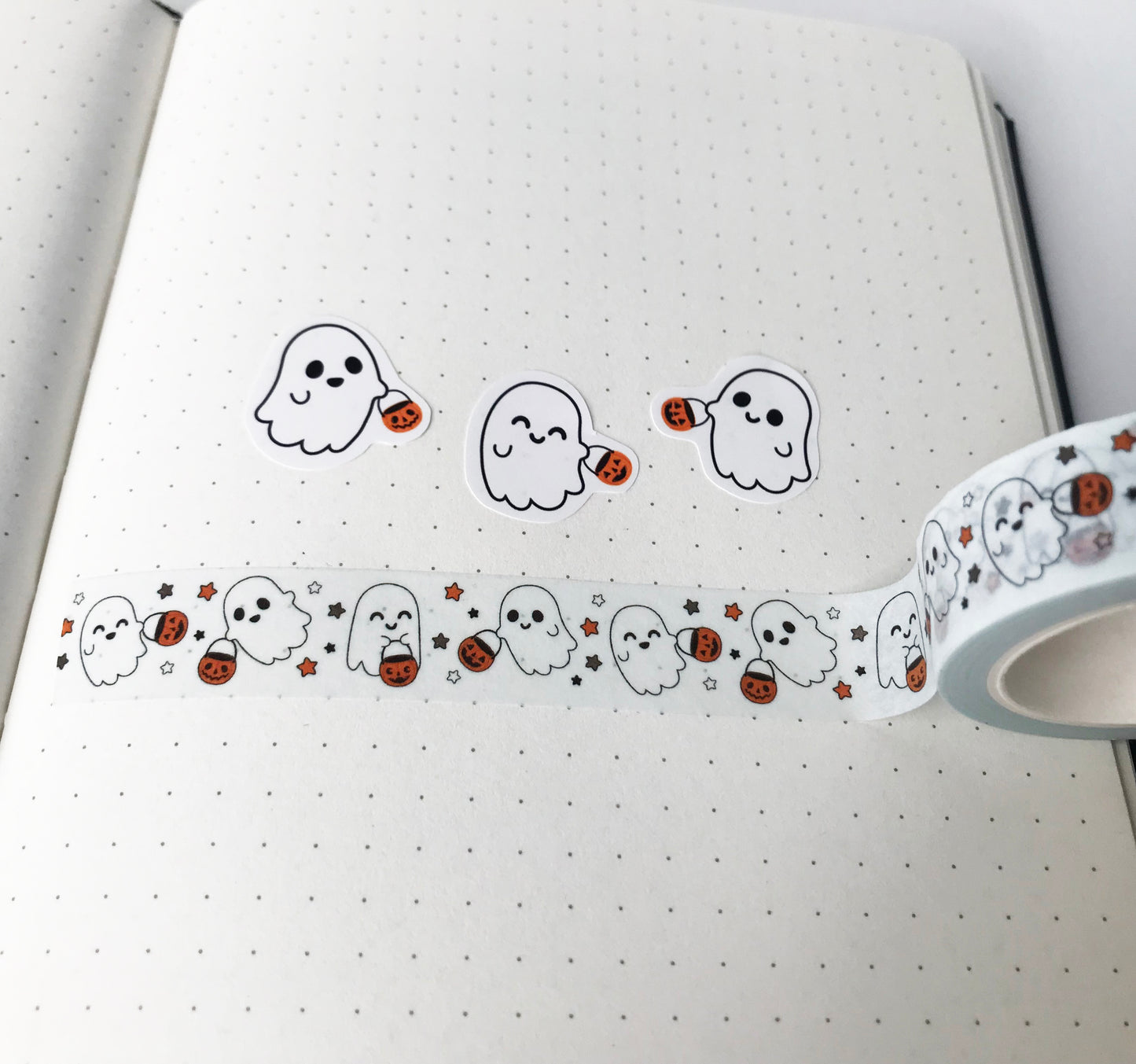 Ghosts w/ Pumpkin Buckets Washi Tape, Halloween, Fun Tape