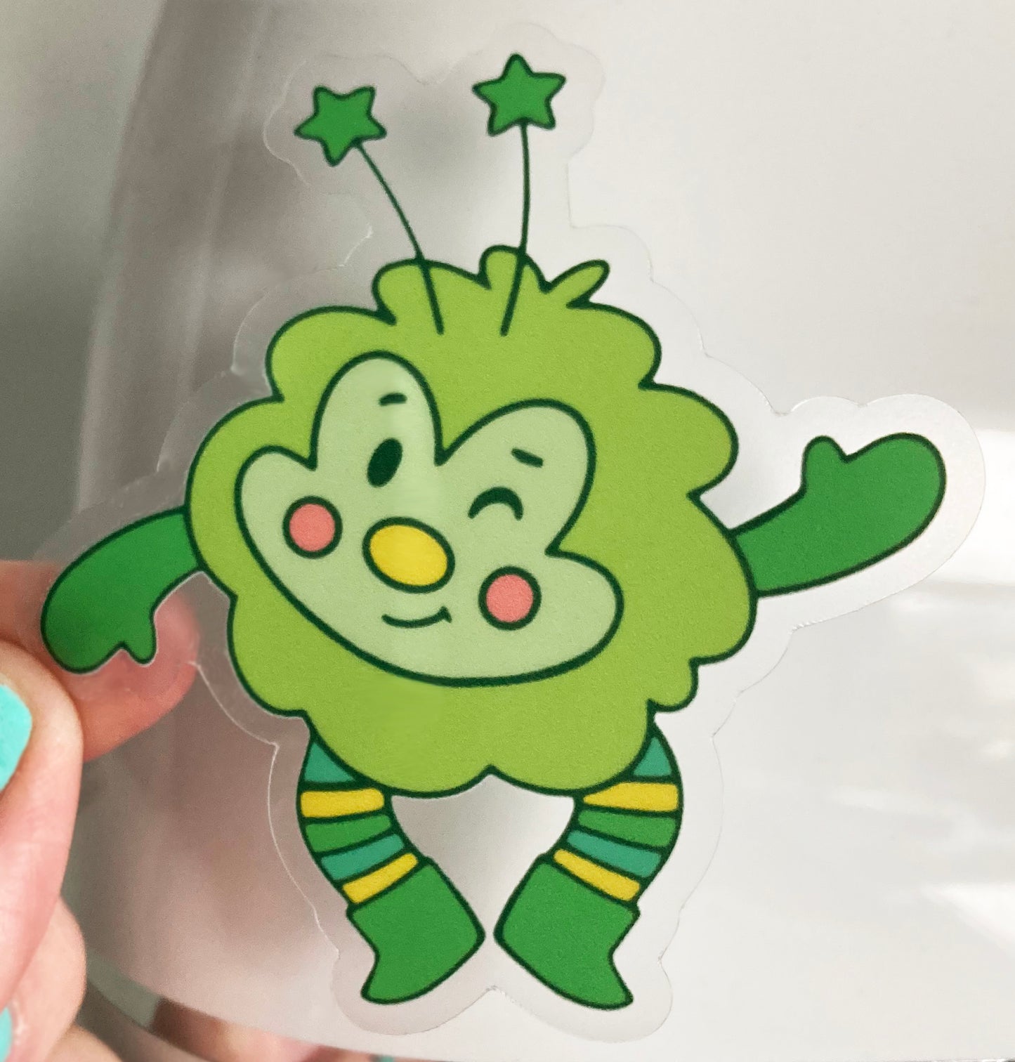 Green Sprite Vinyl Decal, Transparent Backing