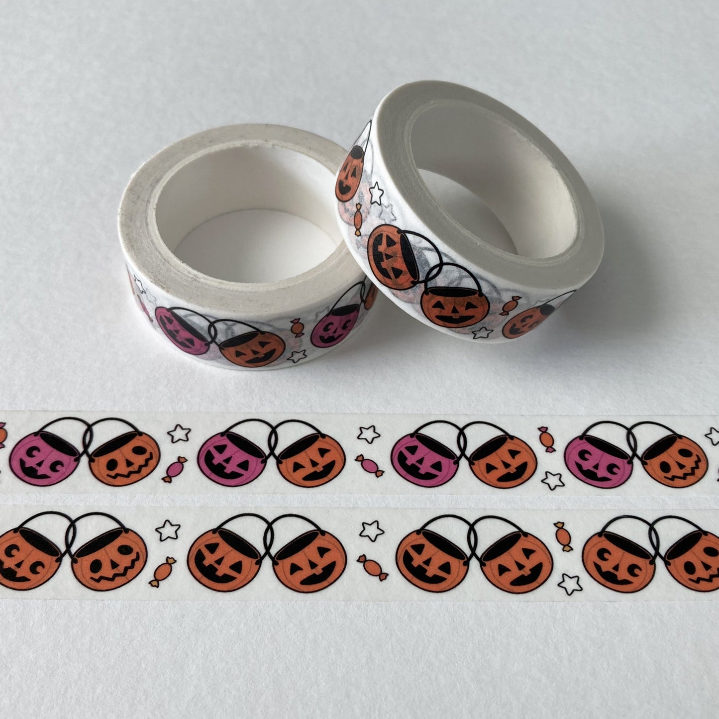 Jack O'lantern Bucket Washi Tape, halloween, pumpkin, pink, orange