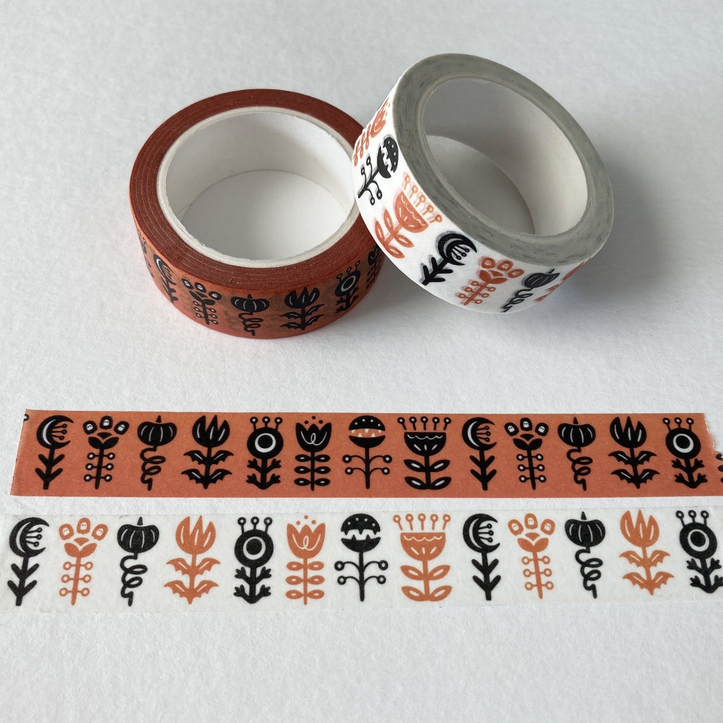 Dutch Halloween Washi Tape, Orange, Plants, Floral, Scandinavian