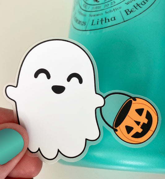 Ghost with Candy Bucket Decal
