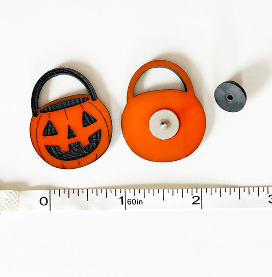 Jack O'lantern Candy Bucket Pin, Lapel, Orange, Acrylic