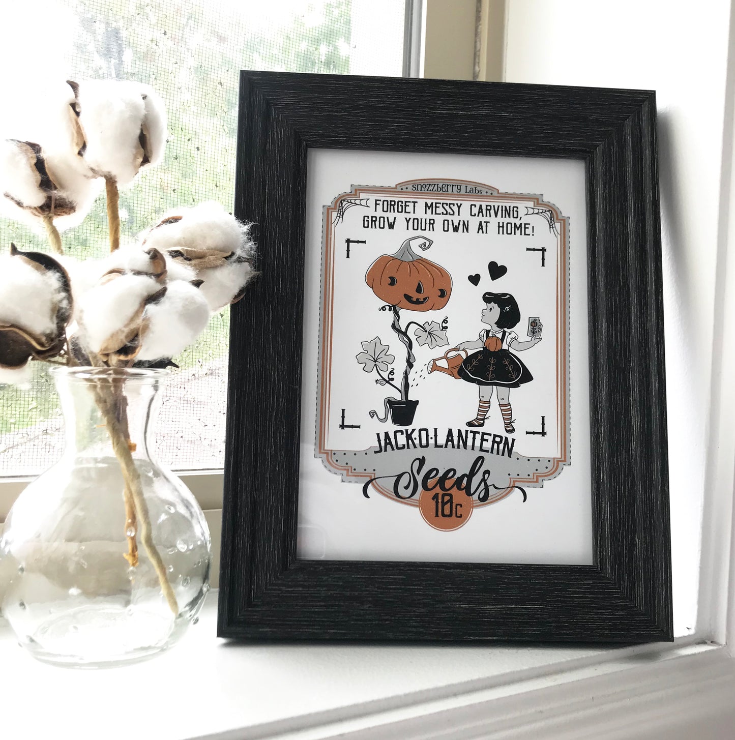 Jack O' Lantern Seeds Art Print-Post card, Vintage Halloween