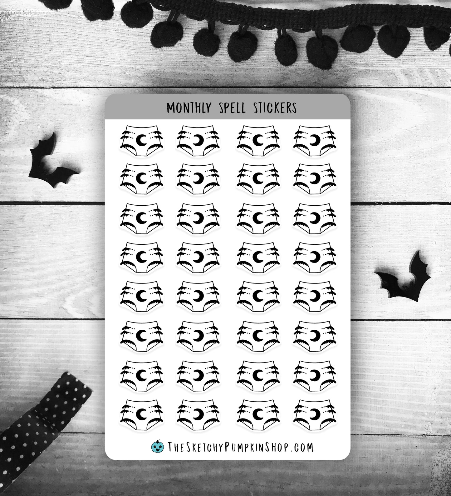 Monthly Spell Stickers, Witchy, Goth,