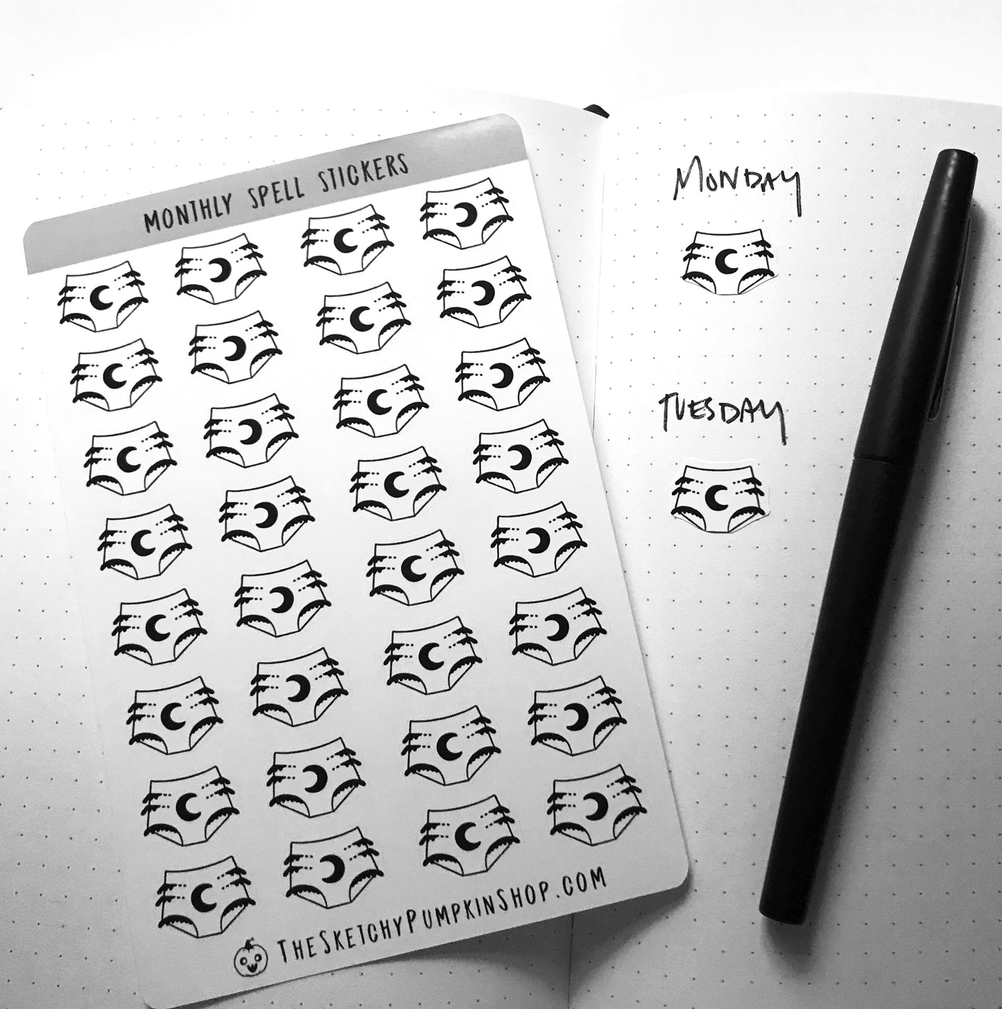 Monthly Spell Stickers, Witchy, Goth,