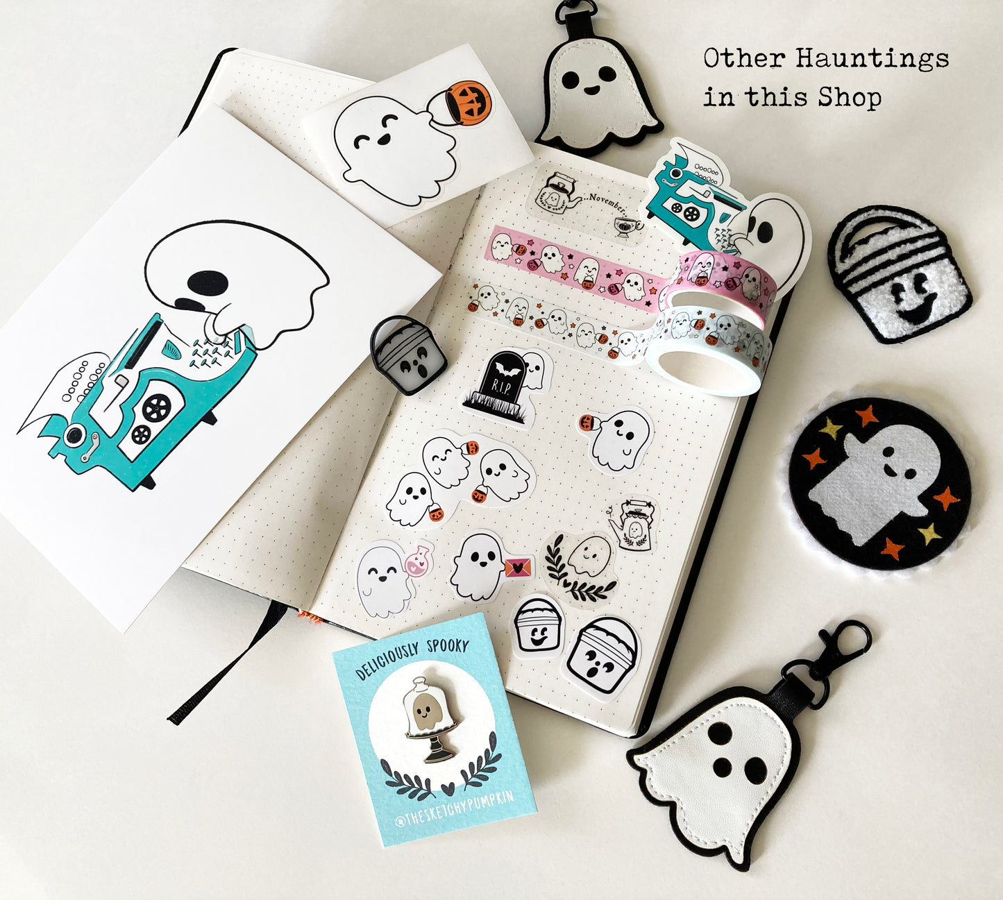 Boo Bucket Patches, iron-on, chenille embroidery
