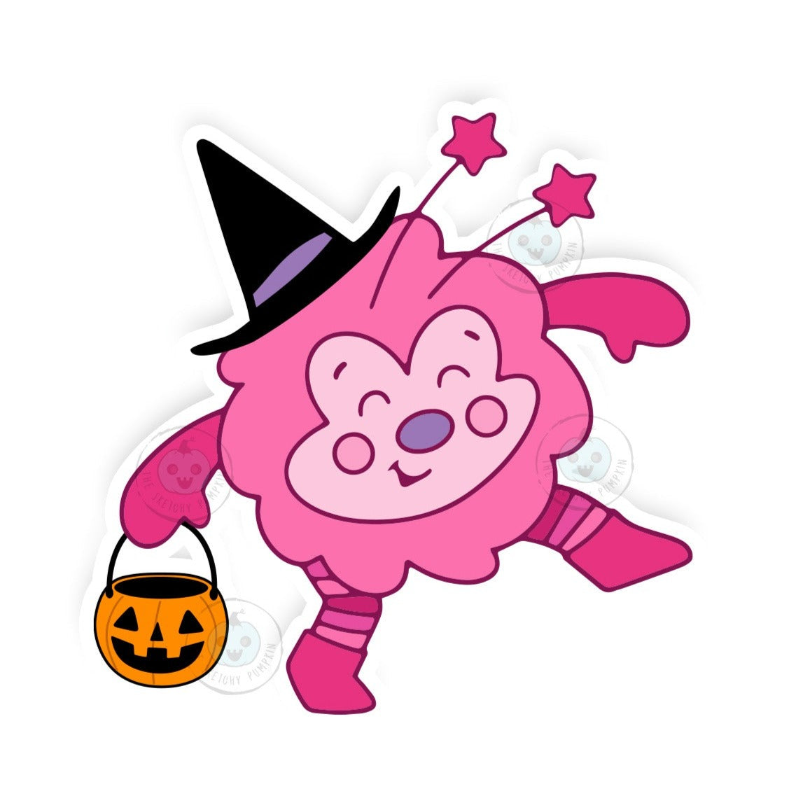 Pumpkin Bucket Sprite Vinyl Decal, Transparent Backing