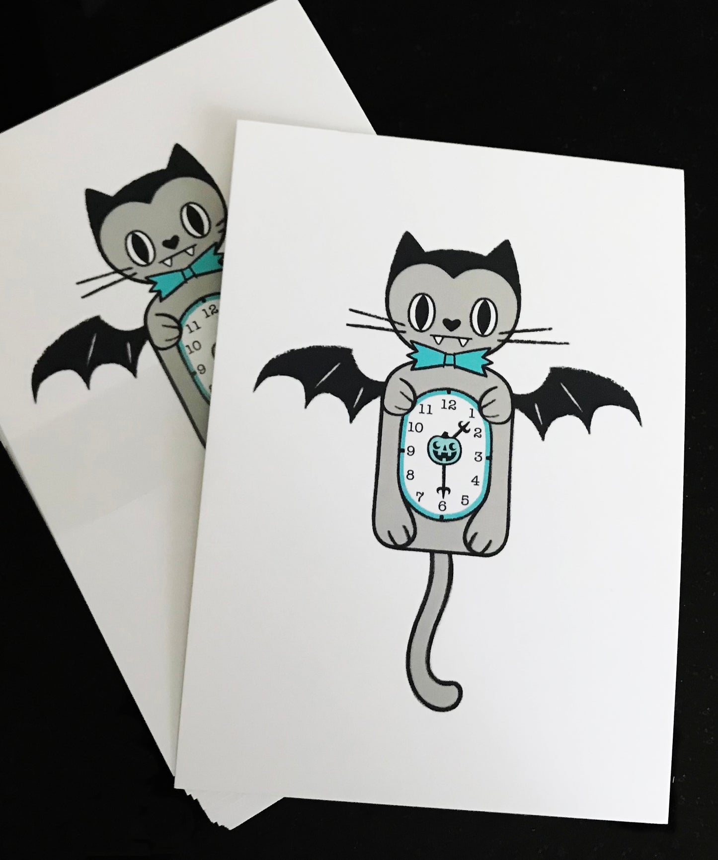 VampCat Clock Art Print, PostCard, velvety matte coating