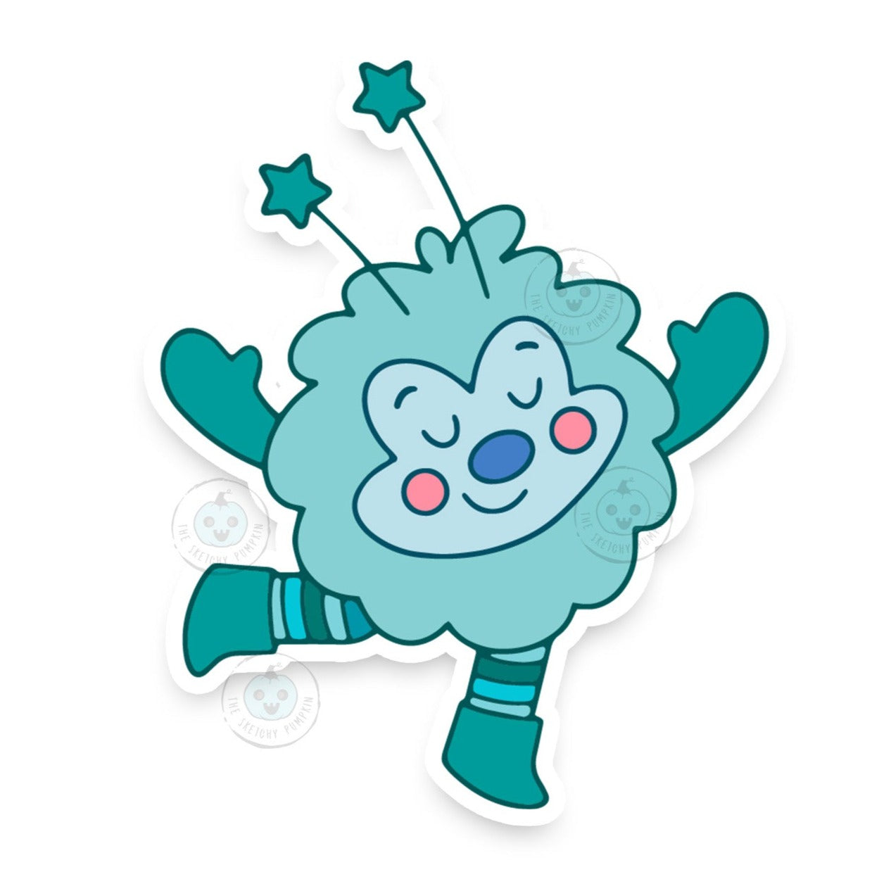 Aqua Sprite Vinyl Decal, White or Transparent Backing