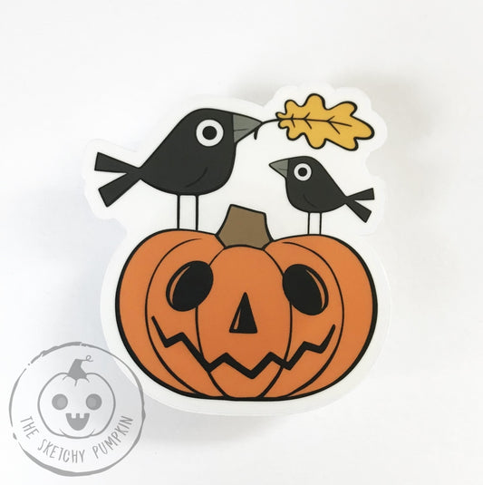 Autumn Crow Decal Sticker Waterproof Transparent Crows Jack O Lantern Pumpkin Halloween Fall