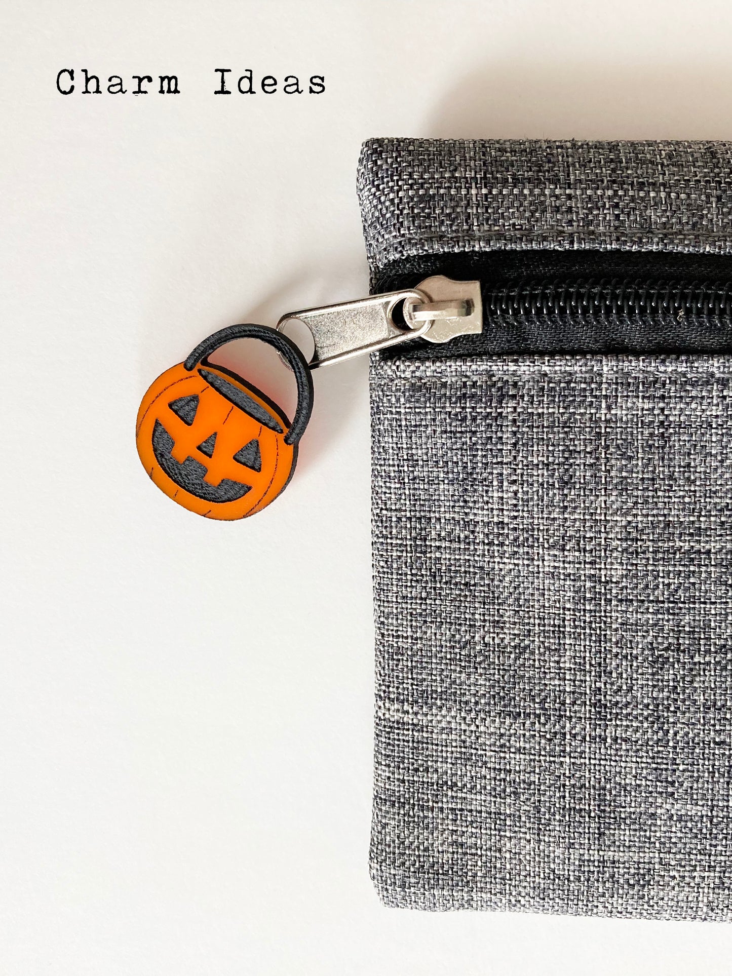 Jack O'lantern Bucket Charms, Acrylic, Orange