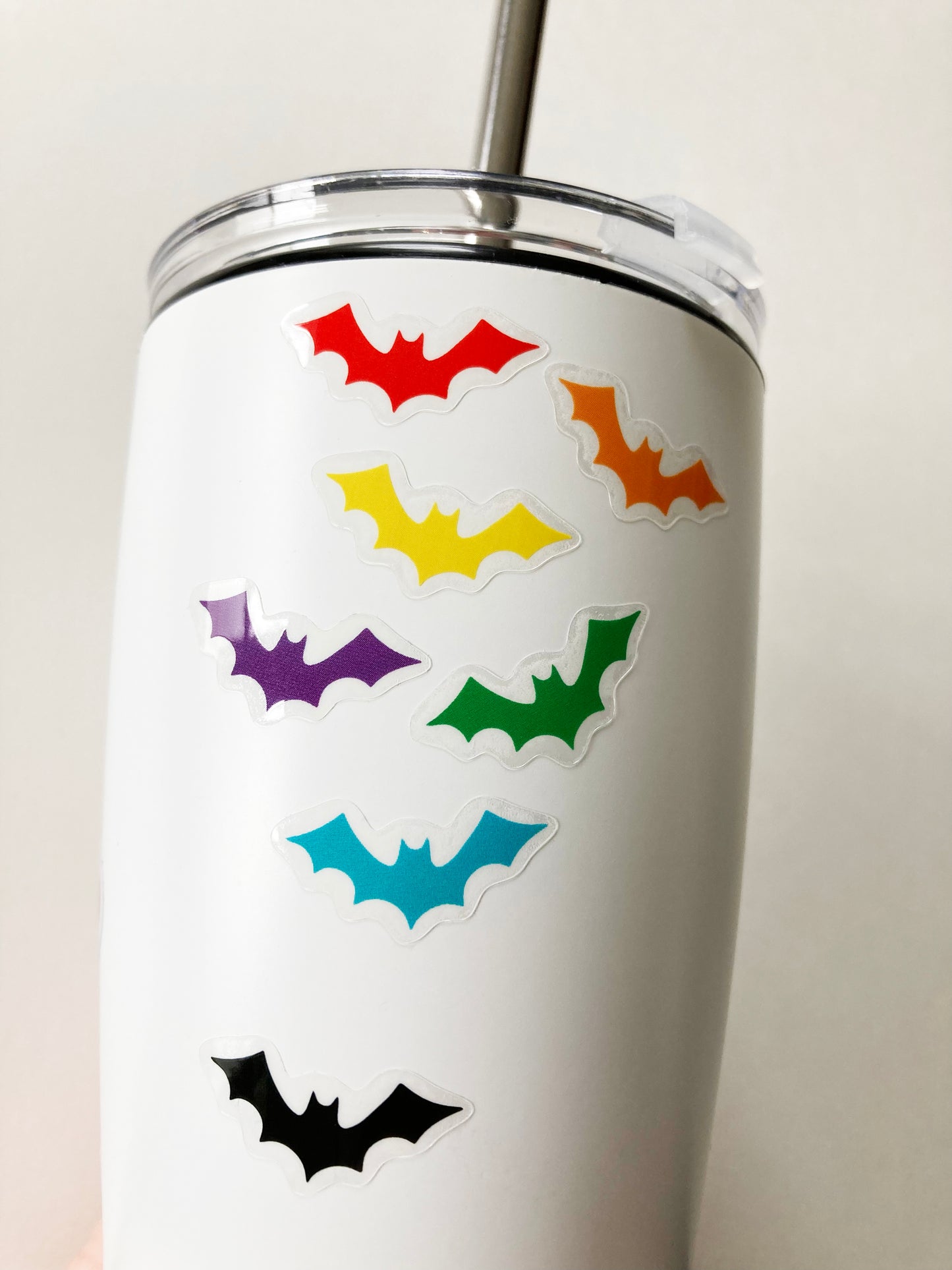 Rainbow Bats, Transparent, Waterproof Sticker Sheet