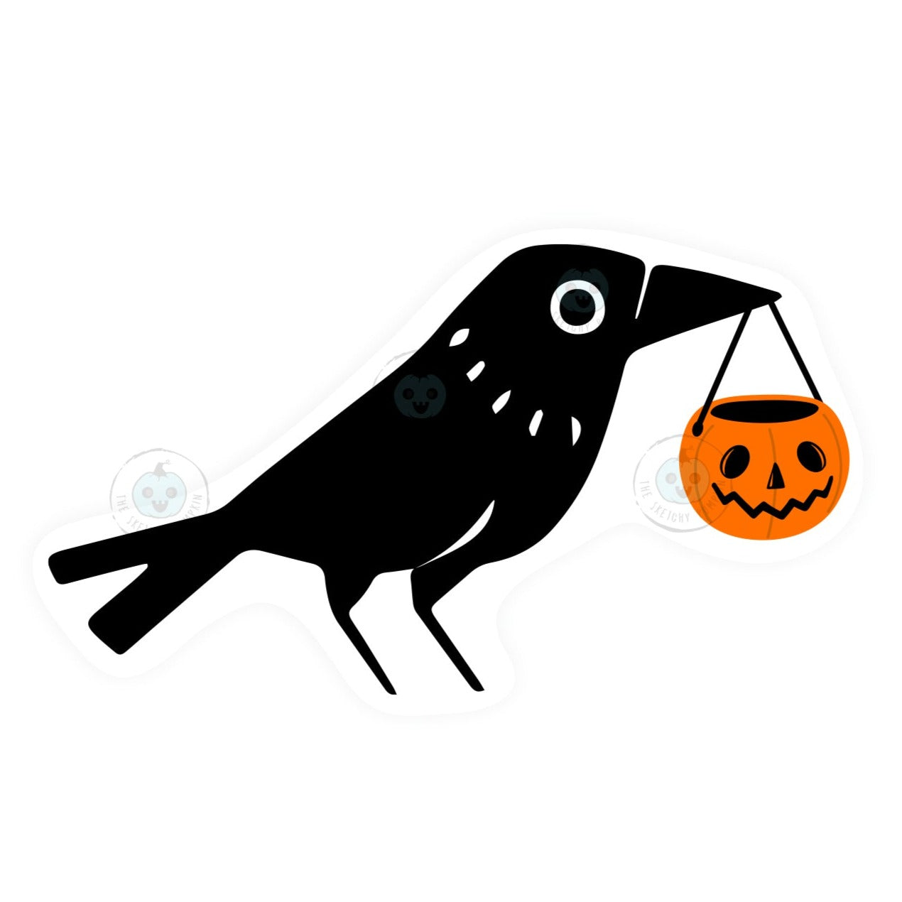 Crow & Pumpkin Bucket, Decal, Transparent, Waterproof – thesketchypumpkin