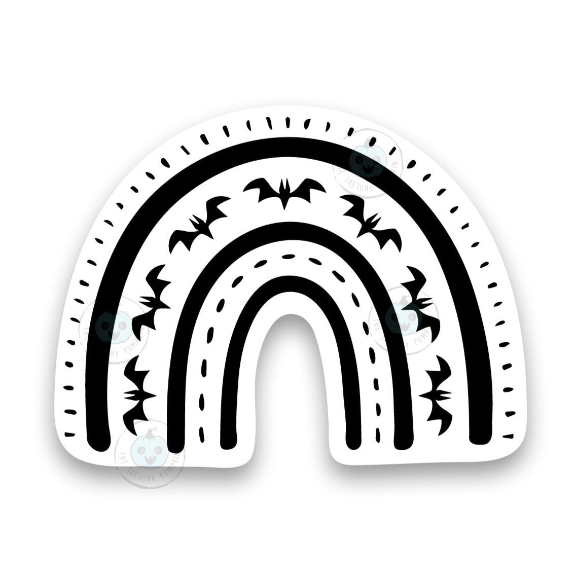 Goth Rainbow Decal, Bats, White Backing