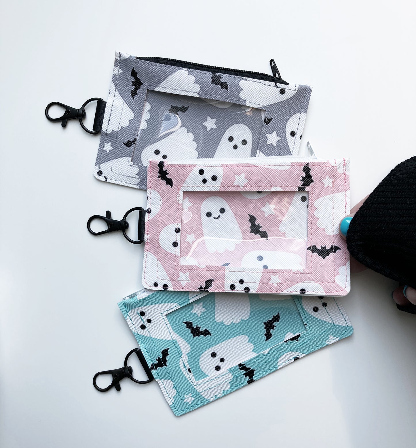Ghost & Bat Keychain ID Zipper Pouch