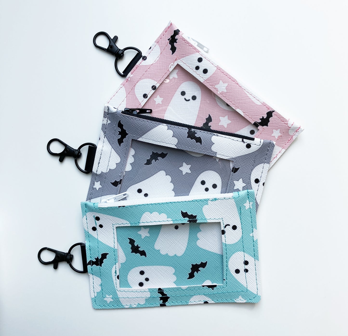 Ghost & Bat Keychain ID Zipper Pouch