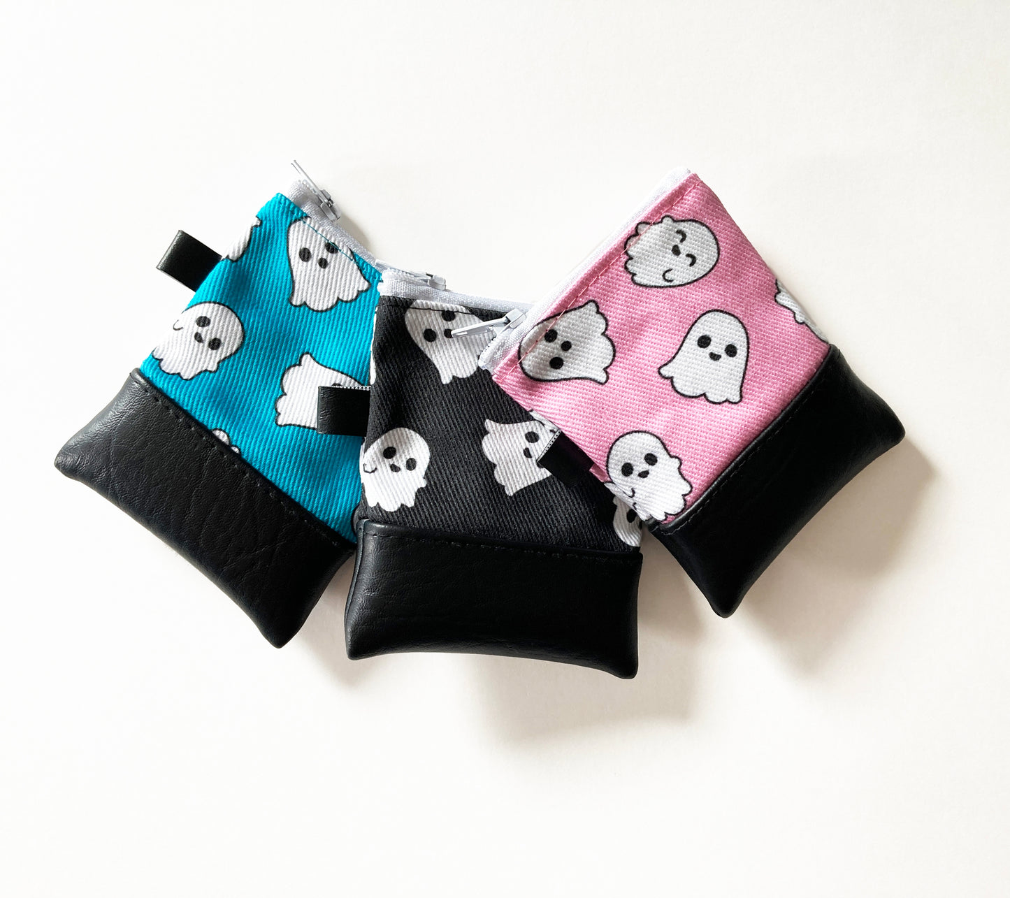 Ghost Coin Purse, Aqua, Black, Pink