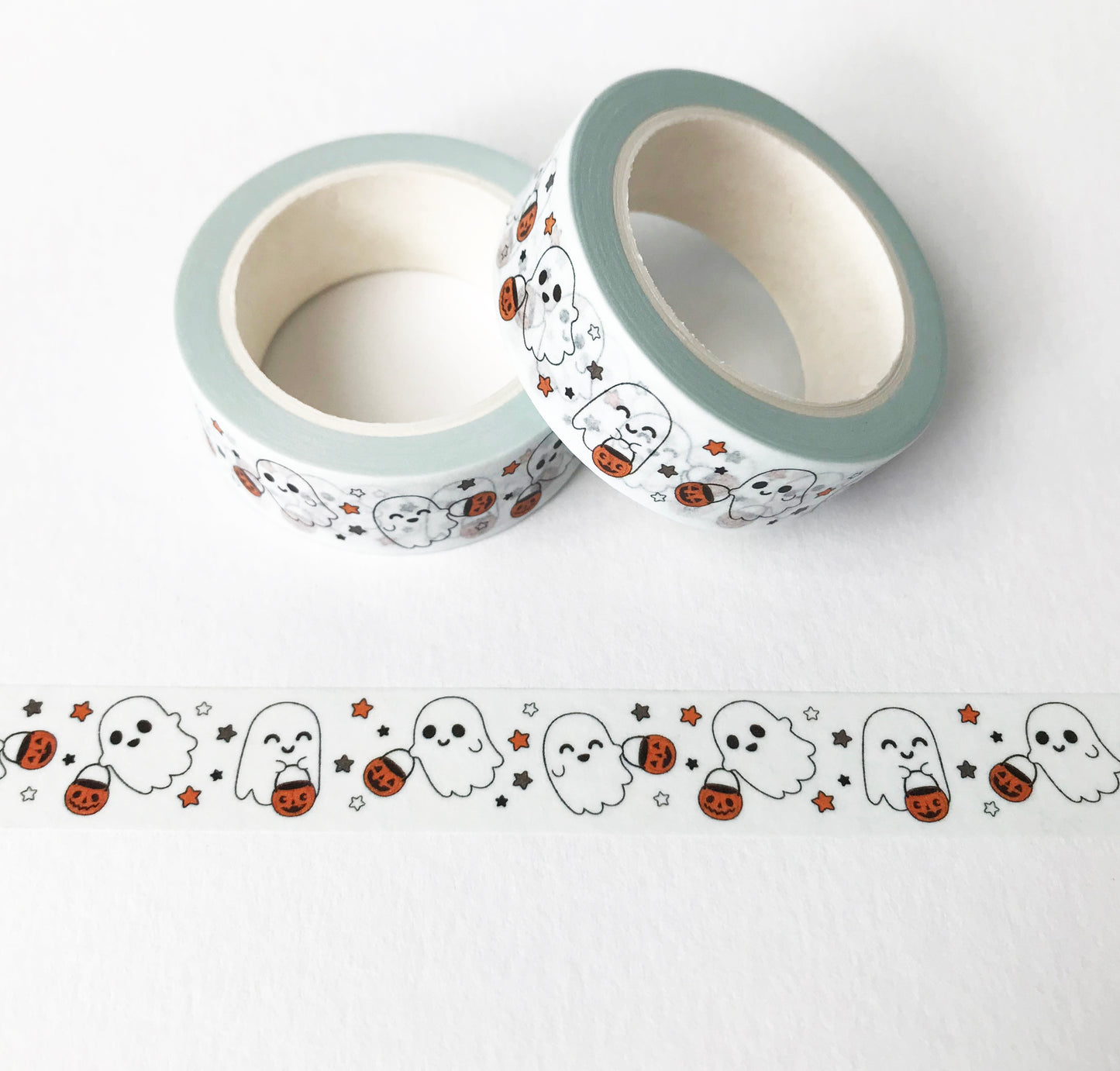 Ghosts w/ Pumpkin Buckets Washi Tape, Halloween, Fun Tape