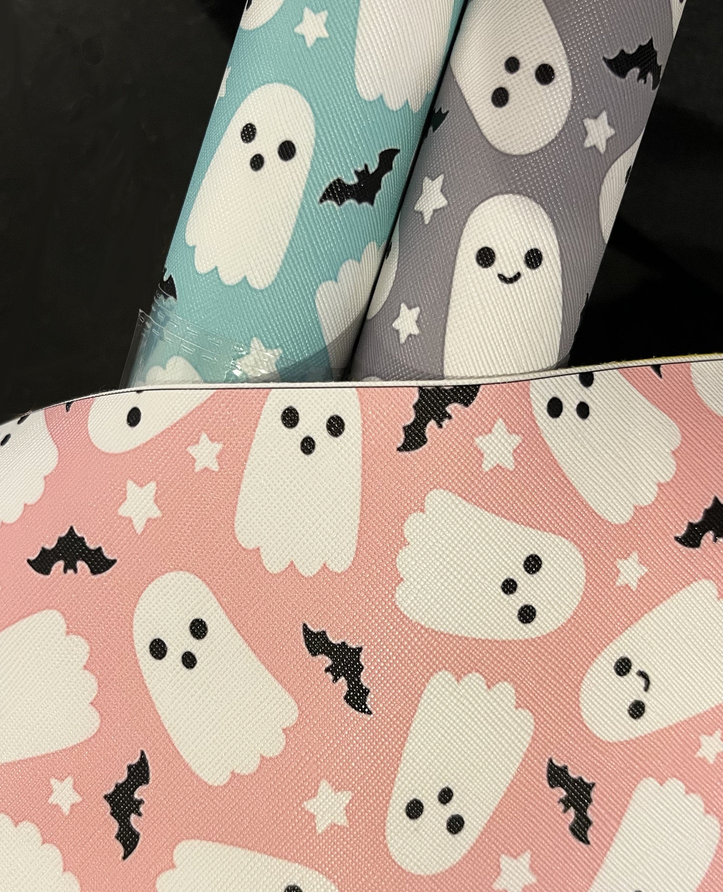 Ghosts w/Bats, Faux Leather, Rolls