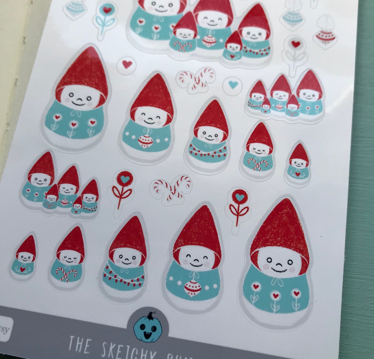 Nesting Gnome Stickers, Christmas, Holiday
