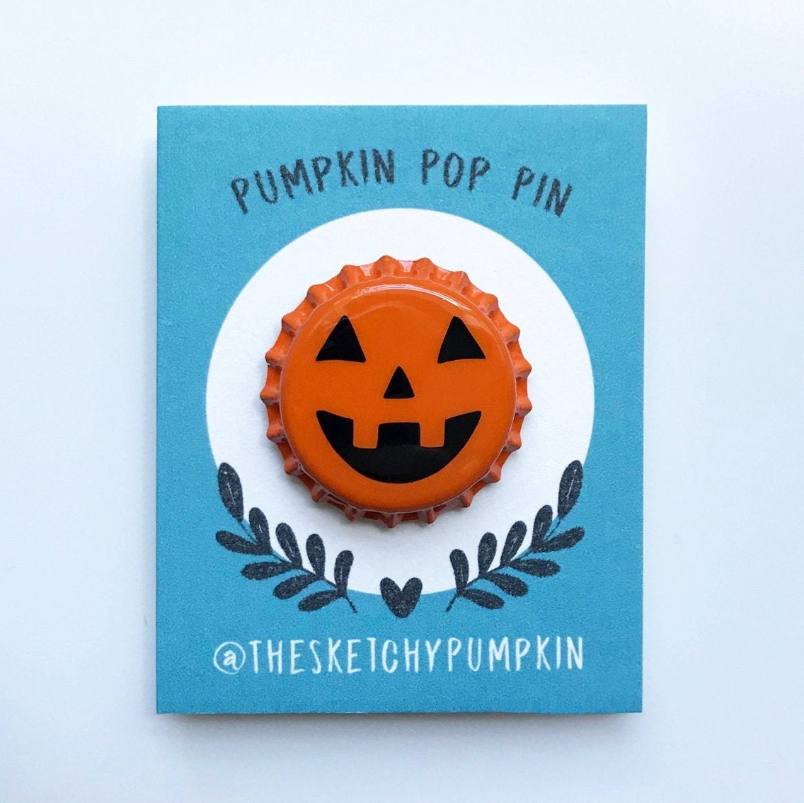 Pumpkin Pop Pin, Bottle Cap Lapel