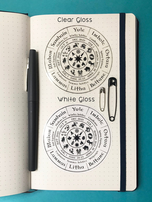 Wheel of the Year, Die Cut Vinyl, Waterproof, Stickers, Zodiac, Sabbot, Yule, Samhain, Seasons