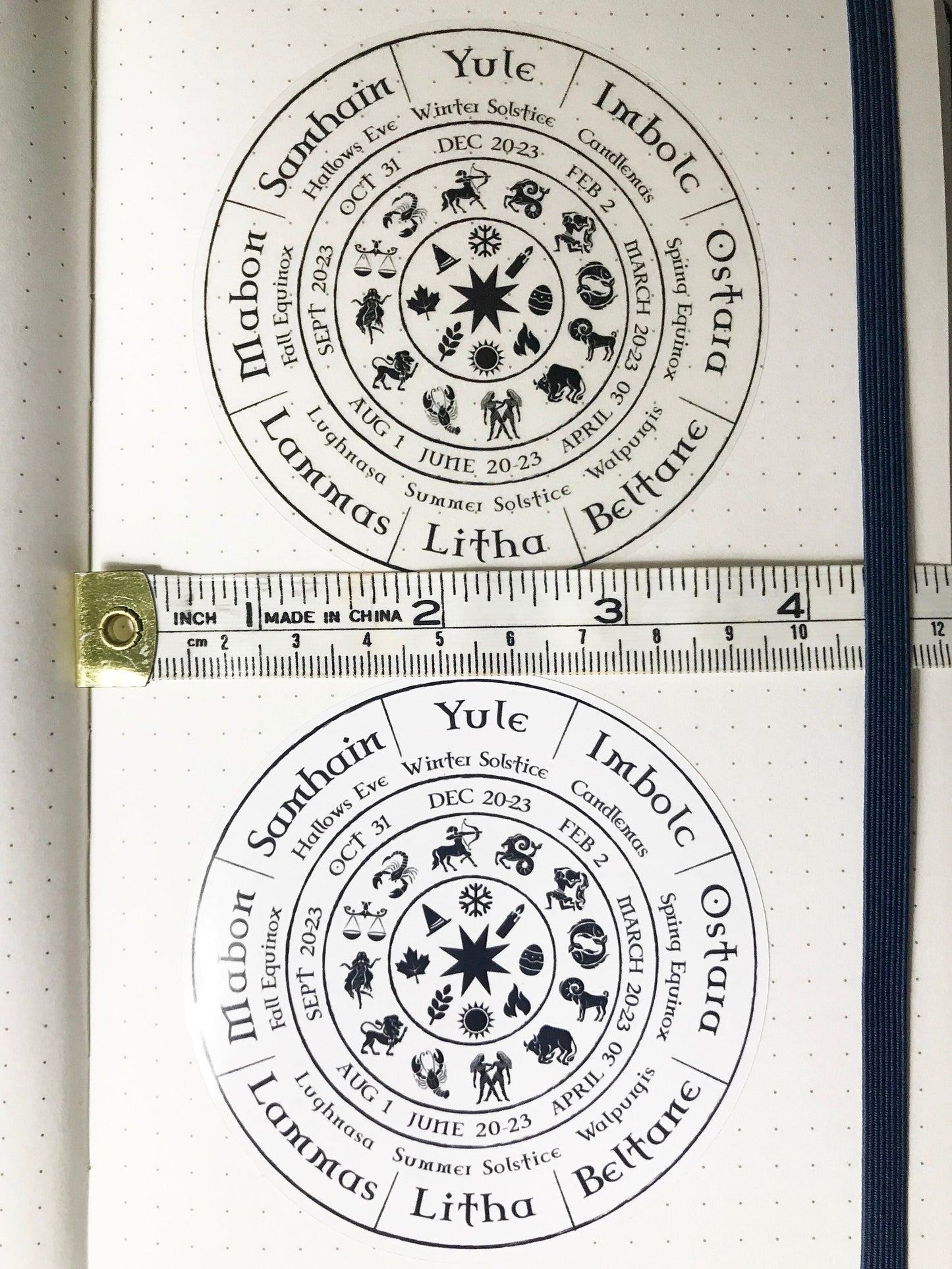 Wheel of the Year, Die Cut Vinyl, Waterproof, Stickers, Zodiac, Sabbot, Yule, Samhain, Seasons