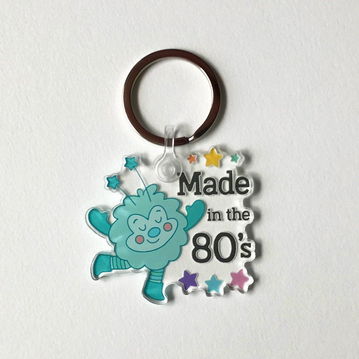 Made in the 80's Sprite Acrylic Keychain, colors, aqua, rainbowbrite